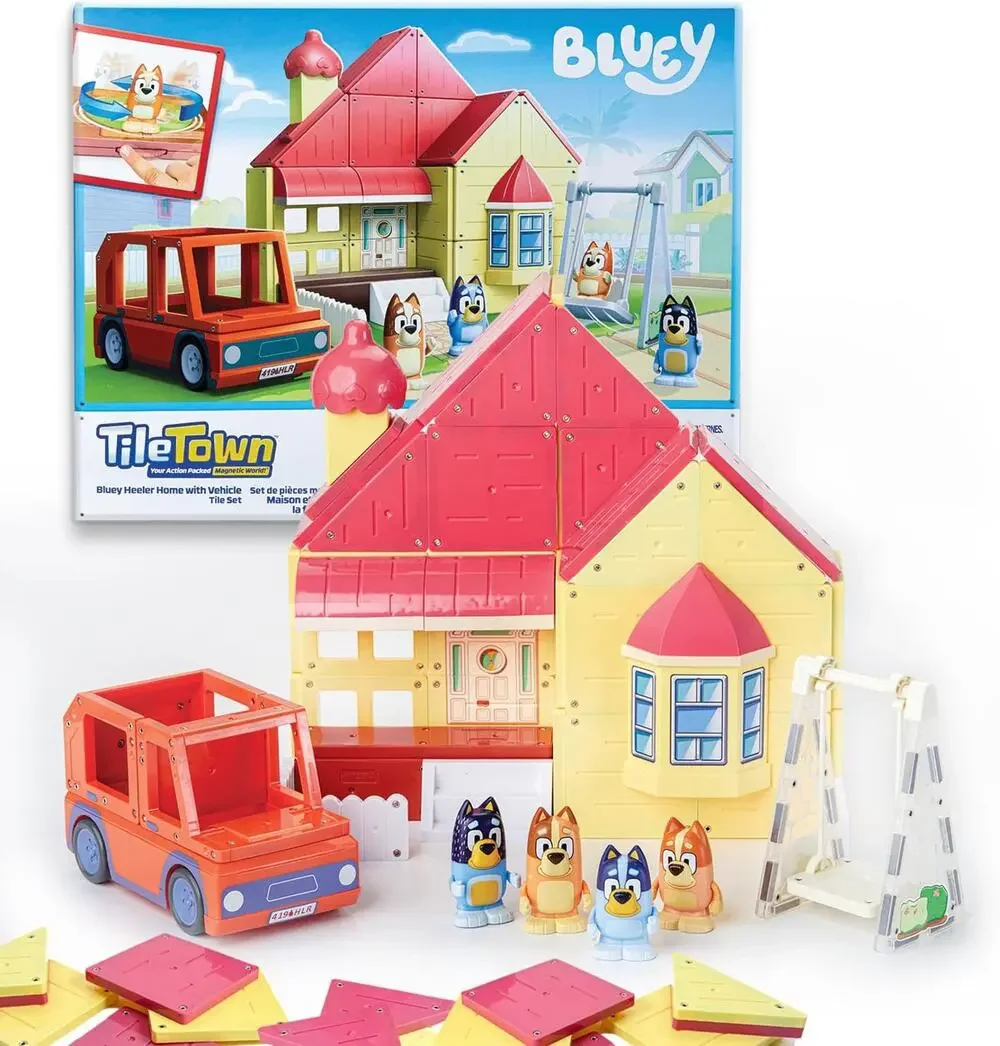 Bluey Heeler Family Home 52-Piece Magnetic Tile Playset NWT